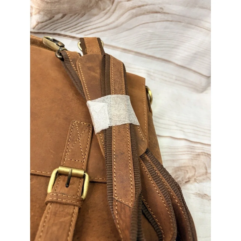 HLC Genuine Leather Laptop Messenger Bag Briefcase 16